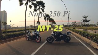 Dragrace Yamaha MT25 Vs Kawasaki Ninja 250 Fi MT25 Pake Pertalite [upl. by Darken]