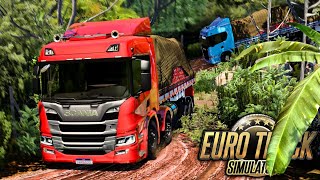 OS CAMINHÕES ARQUEADOS SOFRERAM NA ESTRADA DE LAMA COM ATOLEIROS  EURO TRUCK SIMULATOR 2 [upl. by Schlessinger759]