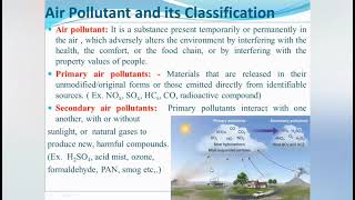 Air Pollution  Sources of Air Pollution  Classification of Air Pollutant [upl. by Aisined]