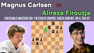 Magnus Carlsen sacrifices his rook to Alireza Firouzja in the Chessable Masters final [upl. by Selohcin]