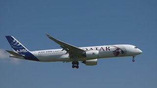 FullHD Airbus A350 XWB quotQatarquot takeoff and landing at ToulouseTLSLFBO [upl. by Llener]