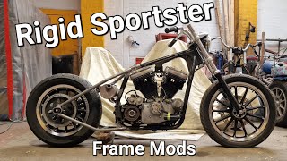 Handmade Harley Sportster Rigid Frame Build Pt2 Chopper Time [upl. by Anitel]