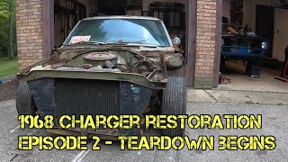 1968 Dodge Charger Restoration  Episode 2  Teardown Begins [upl. by Reniar]