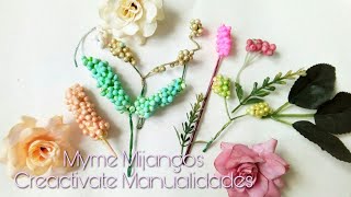 Como hacer pistilos o follaje para flores tutorial  Канзаши [upl. by Yeniar114]