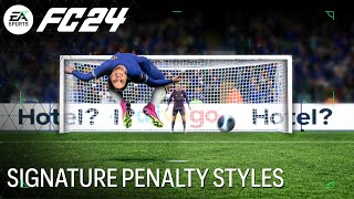 EA FC 24 All Signature Penalty Styles ft Haaland Mbappe Jorginho etc [upl. by Sirhc]