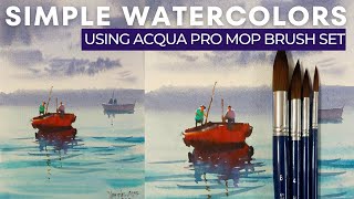 PAINTING SIMPLE WATERCOLORS  Review of Stationeries Aqua Pro Mop brushes  VanidasMangathilArt [upl. by Pedroza796]