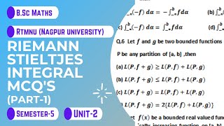 Riemann Stieltjes Integral  Multiple Choice Questions Part1 RTMNU Nagpur University BScMaths [upl. by Adnuhsat]