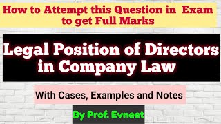 Legal Position of Directors  legal position of directors in company law  position of directors [upl. by Ruel260]