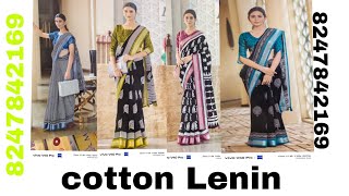 Cotton lenin sarees750 free shipping8247842169online booking available [upl. by Mia794]