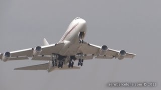 FULL HD Bahrain Royal Flight Boeing 747SPZ5 A9CHAK takeoff BarcelonaEl Prat [upl. by Ripleigh]