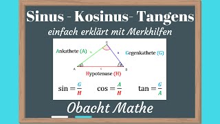 SINUS  KOSINUS  TANGENS mit Merkhilfen  genial einfachampschnell erklärtTrigonometrieObachtMathe [upl. by Blancha]