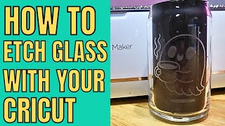 How to etch glass the easy way with your Cricut vinyl and armour etch cream beginner friendly [upl. by Eelrefinnej]