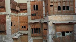 4K Aerial view of old houses with mashrabiyas in alBalad Jeddah Saudi Arabia [upl. by Manchester]