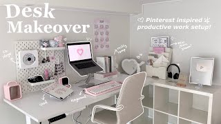 extreme aesthetic desk makeover 🐰 korean amp pinterest inspired WFH setup ikea haul unboxing etc [upl. by Lokin]