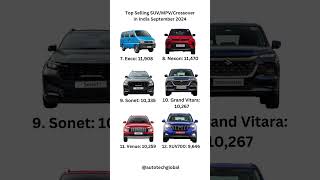 Top Selling suv mpv crossover ertiga creta brezza scorpio scorpion fronx punch nexon [upl. by Adnirak]