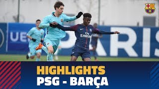 HIGHLIGHTS PSG  FC Barcelona 01 UEFA Youth League Round of 16 [upl. by Harriett]