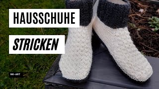 Hausschuhe Socken mit Rundsricknadeln stricken [upl. by Acisseg]