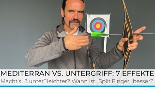 Bogensport Technik Grifftechniken in die Sehne  7 Effekte von Mediterran vs 3 Unter [upl. by Hgielah]