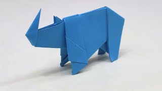 How to Make a Paper Rhino  Easy Origami Rhino Tutorial [upl. by Ahsinwad]