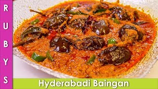 Baingan Hyderabadi Style Stuffed Masala Eggplant Recipe in Urdu Hindi  RKK [upl. by Ahsilem]