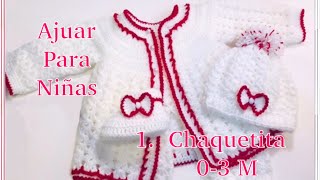 Ajuar para bebé Como tejer Saquito o Chaquetita para niñas en gancho 06M  Crochet for Baby 167 [upl. by Assilem]