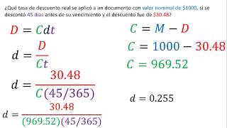 Descuento simple comercial y real  Matemáticas financieras  Ejemplo 2 [upl. by Einolem]