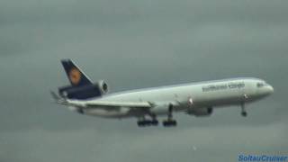 Lufthansa Cargo MD11F Bumpy Landing at Frankfurt Airport [upl. by Miquela714]