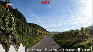 30 minute Indoor Cycling Workout 🚴‍♀️🍂🍁🌞 Mosel Germany Garmin 4K Video [upl. by Ayn]