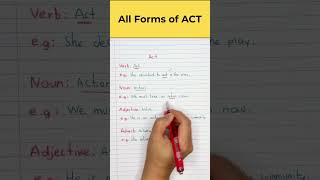 Mastering ACT in All Its Forms Verb Noun Adjective amp Adverb Explained [upl. by Enalb]