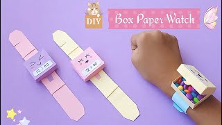 How to make easy paper watch  Box paper Watch  Paper watch  DIY school craft [upl. by Aiem]