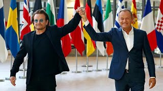 Bono star U2 a Bruxelles per diffondere il sentimento europeo [upl. by Han]