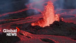 Mauna Loa volcano Aerial video shows stunning closeup view of eruption [upl. by Eelsha]