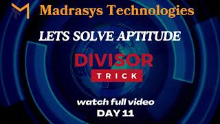 DIVISOR  TRICKS  QUANTITATIVE APTITUDE  PROBLEM SOLVING [upl. by Anniala]