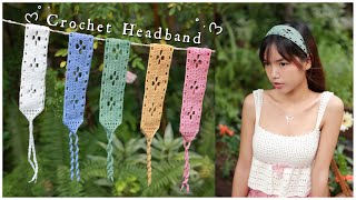 Crochet Floral Lace Headband Tutorial  Chenda DIY [upl. by Henley]