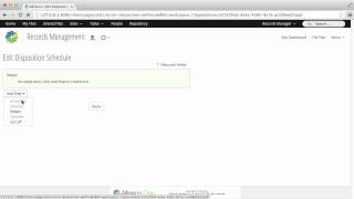 Alfresco Records Management Create disposition steps [upl. by Nnairol878]