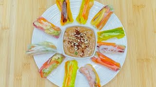 Fresh Vietnamese Spring Rolls with Peanut Sauce [upl. by Corrie]