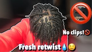 HOW TO RETWIST DREADS WITH NO CLIPS [upl. by Andrus88]