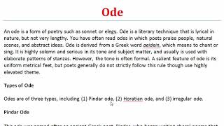 Ode  What is Ode Figure of Speech  Literary Terms  Ode ki [upl. by Ennazzus]