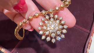 Tanishq 22k Diamond Necklace Designs with PriceClose Setting NecklaceEarringReal DiamondDeeya [upl. by Imelda]