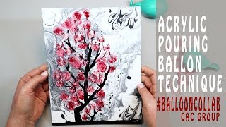 BalloonCollab  Acrylic Pouring with Ballon Technique Tree [upl. by Rolo26]