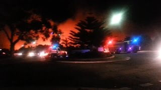 15 Fire Trucks Responding to Bushfire Yangebup WA 7 Jan 2015 [upl. by Nolra537]