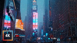 Snowfall in Times Square NYC  Walking in New York City in the Winter Snow 4k [upl. by Alta]