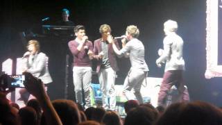 One Direction doing The Inbetweeners dance Up All Night Tour 04012012 [upl. by Aicatsal]