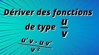 Calcul de la dérivée de fonctions quotient uv  exercices corrigés [upl. by Keese]