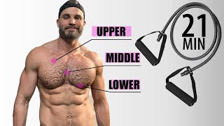 Resistance Band Chest Workout  Works Upper Middle and Lower Chest [upl. by Pros938]