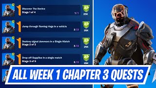 All Week 1 Season Quest Challenges in Fortnite  How to complete Week 1 Season Quests in Chapter 3 [upl. by Ardnasil]