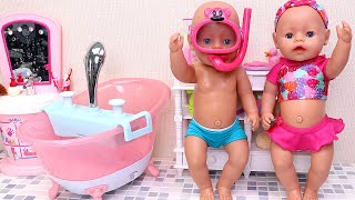 Baby Born twins bathroom adventure PLAY DOLLS 26min [upl. by Stephanus]