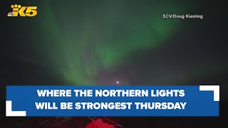 Heres where the Northern Lights will be strongest in Washington on Thursday [upl. by Johansen]