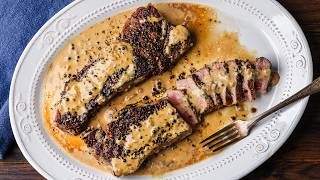 Steak au Poivre  Insanely Delicious Classic French Recipe [upl. by Revolc]