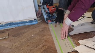 How To install Borders to herringbone flooring diy shorts flooring howto herringbone [upl. by Norred]